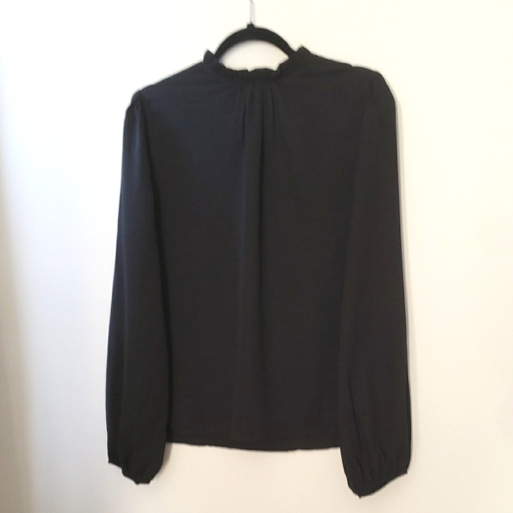 Black Ruffled Neck Top